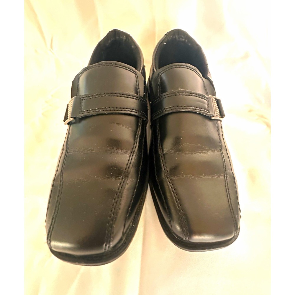 Smartfit Boys Black Leather Monk Strap Slip-On Dress Shoes Square Toe US 2